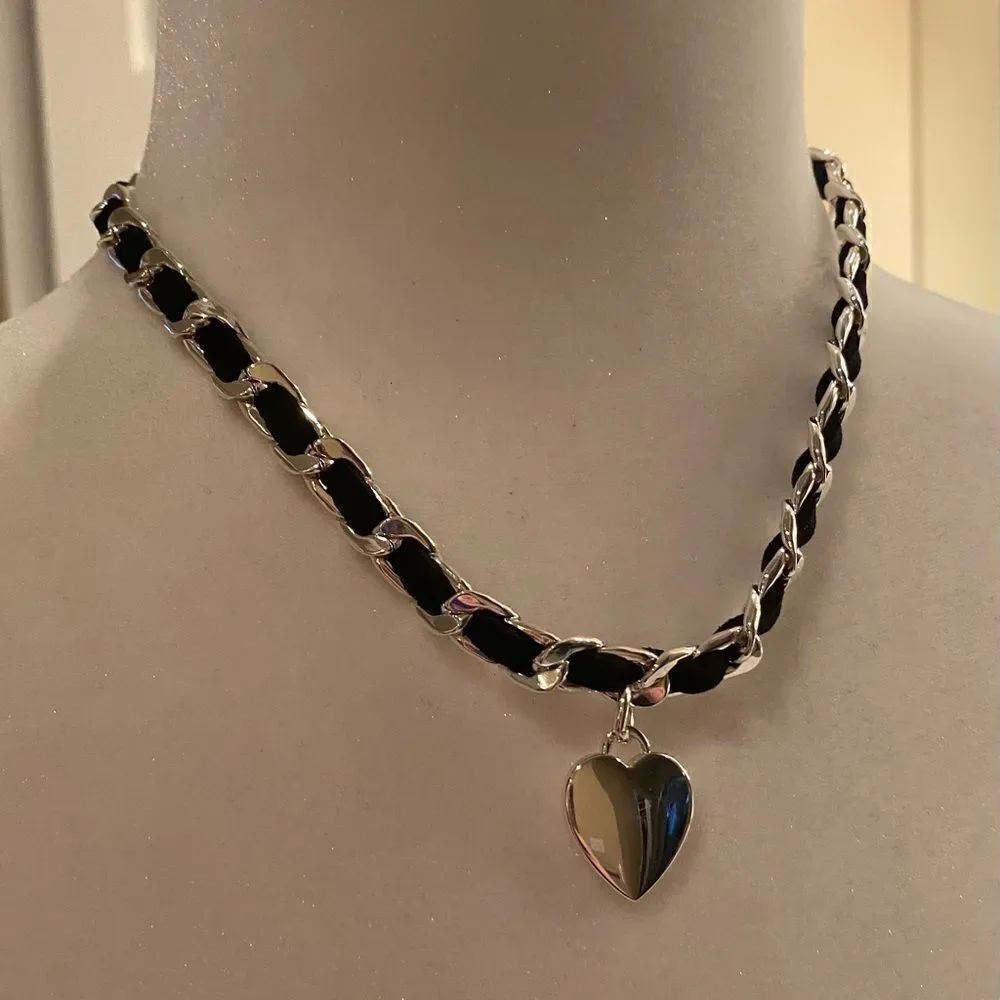 Charter Club Black & Silver Heart Necklace